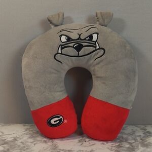 Georgia Bulldog Travel Neck Pillow Gray and Red , MascotWear